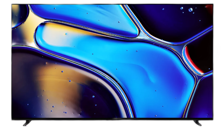 Téléviseur OLED Sony Bravia posé sur son pied dans un salon