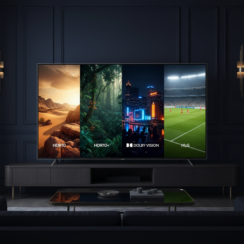 Téléviseur premium illustrant les principaux formats HDR pour comprendre leurs différences